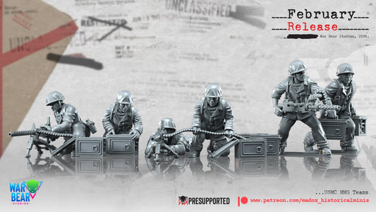 WW2 USMC MMG Teams | Warbear Studios 28mm Historical Wargaming Miniatures Role Playing Miniatures