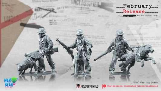 WW2 USMC Wardog Teams | Warbear Studios 28mm Historical Wargaming Miniatures Role Playing Miniatures