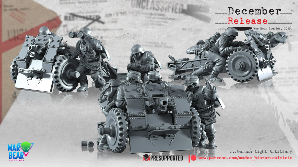 WW2 German Light Artillery | Warbear Studios 28mm Historical Wargaming Miniatures Role Playing Miniatures