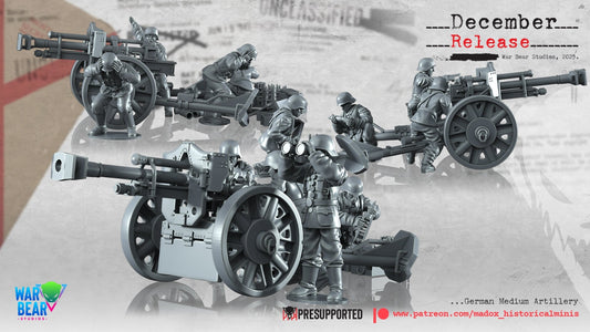 WW2 German Medium Artillery | Warbear Studios 28mm Historical Wargaming Miniatures Role Playing Miniatures