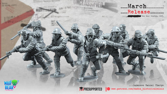 WW2 Japanese Banzai Charge | Warbear Studios 28mm Historical Wargaming Miniatures Role Playing Miniatures