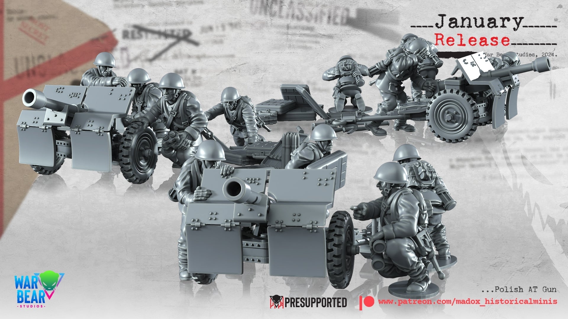 WW2 Polish AT Guns | Warbear Studios 28mm Historical Wargaming Miniatures Role Playing Miniatures