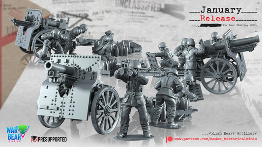 WW2 Polish Heavy Artillery | Warbear Studios 28mm Historical Wargaming Miniatures Role Playing Miniatures