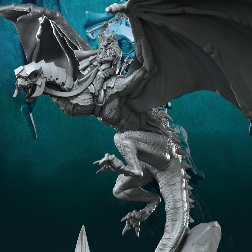 Dragon Army Dark Mage on Wyvern | Davale Games 25mm Fantasy Wargaming Miniatures