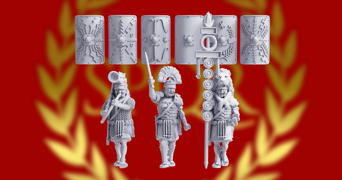 Imperial Roman Legionary Command | 3D Breed 28mm Ancients Wargaming Miniatures Role Playing Miniatures