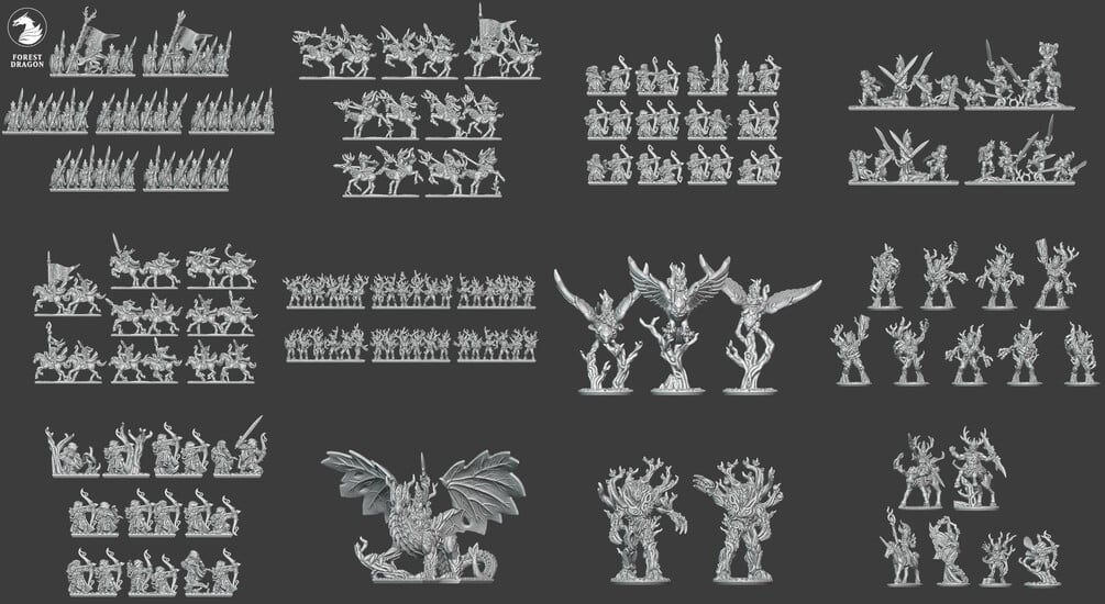 Wood Elves Army Bundle | Forest Dragon 10mm Fantasy Wargaming Miniatures Role Playing Miniatures