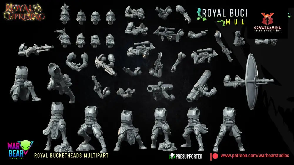 Royal Uprising Royal Bucketheads Build Kit | Warbear Studios 28mm SciFi Wargaming Miniatures Role Playing Miniatures