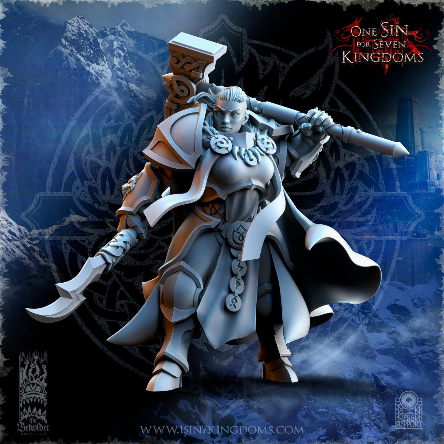 Stormwolves Valeskya Stormwolf Captain | The Beholder Miniatures 28/32mm Fantasy Wargaming Miniatures