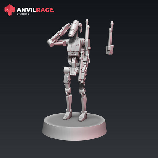 Clanker Saluting | Anvilrage Galactic SciFi Miniatures 32mm 1/47 Legion Scale Role Playing Miniatures