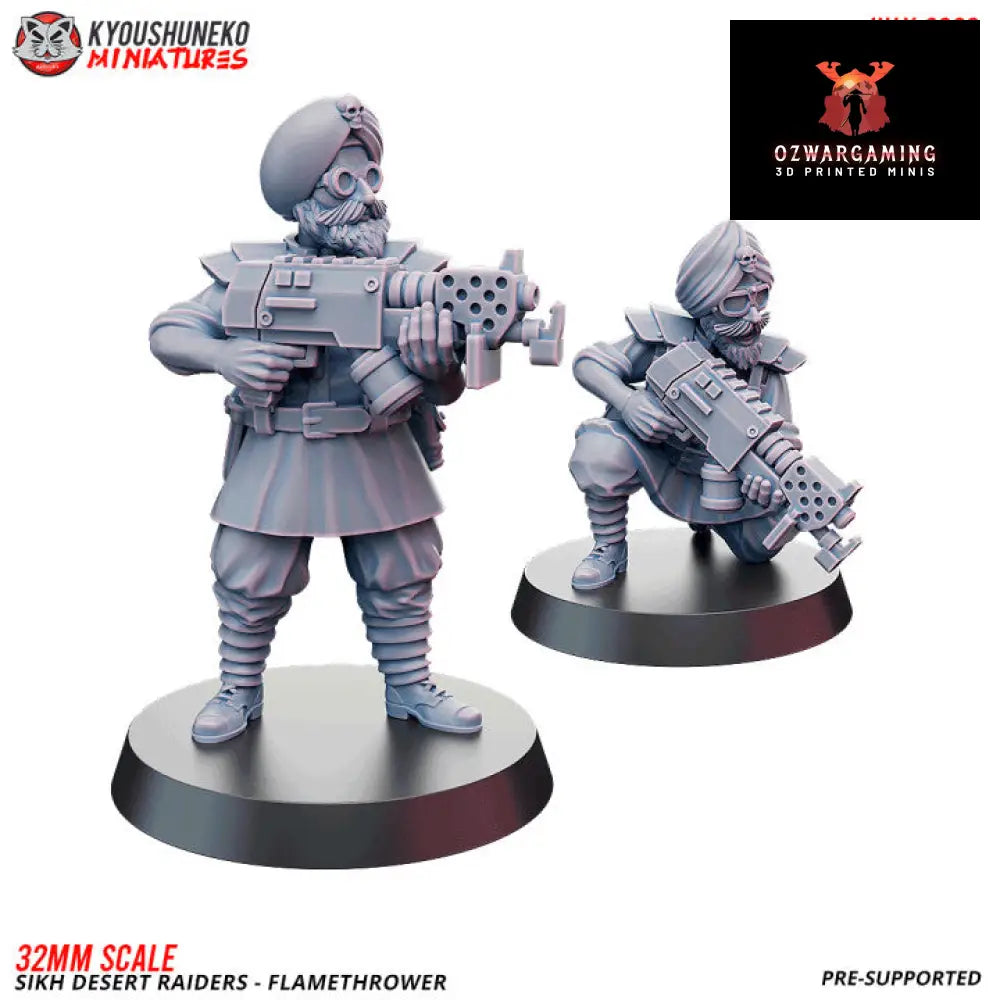 Sikh Desert Raider Flamers | Kyoushuneko 32mm Grimdark Wargaming Miniatures Role Playing Miniatures