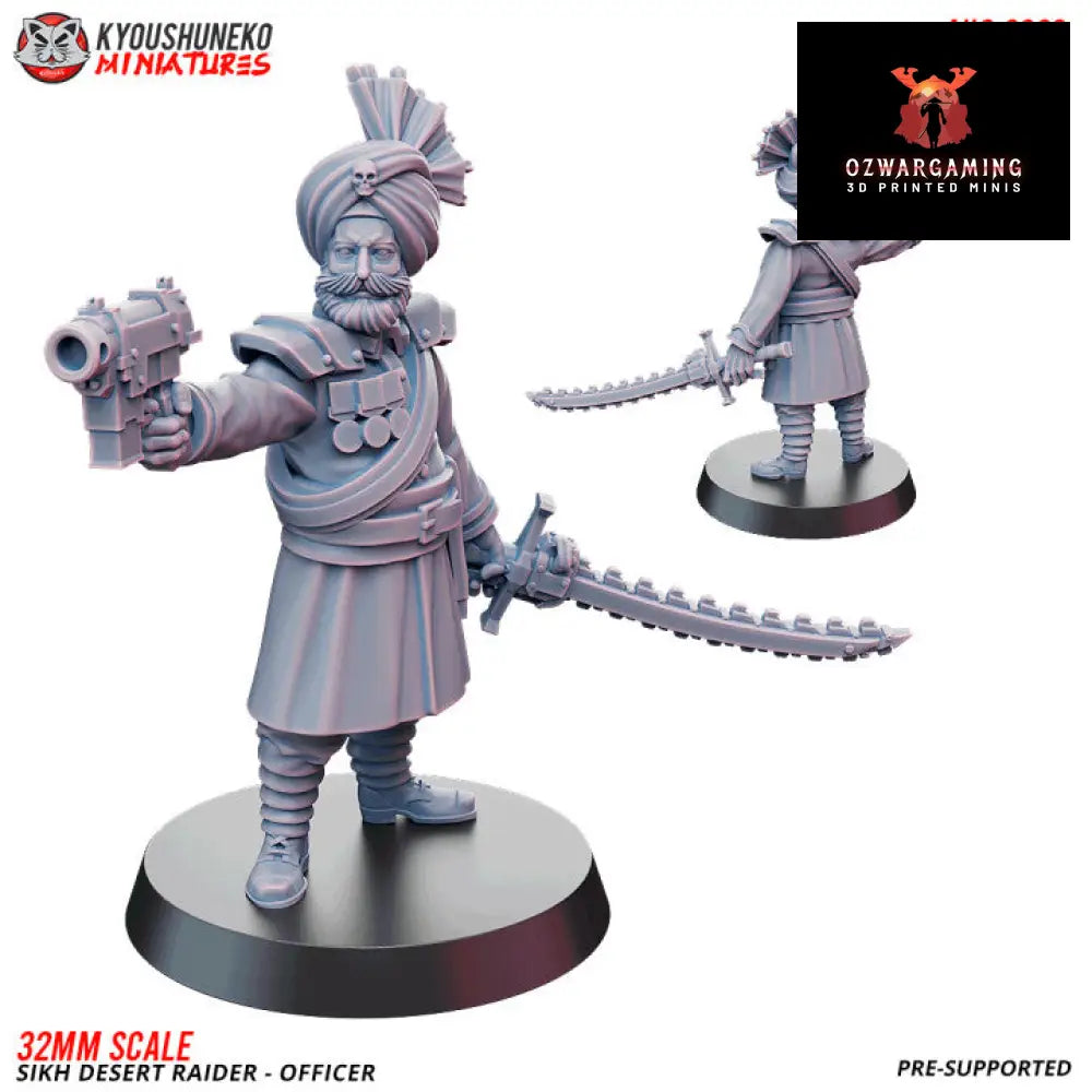 Sikh Desert Raider Officer | Kyoushuneko 32mm Grimdark Wargaming Miniatures Role Playing Miniatures
