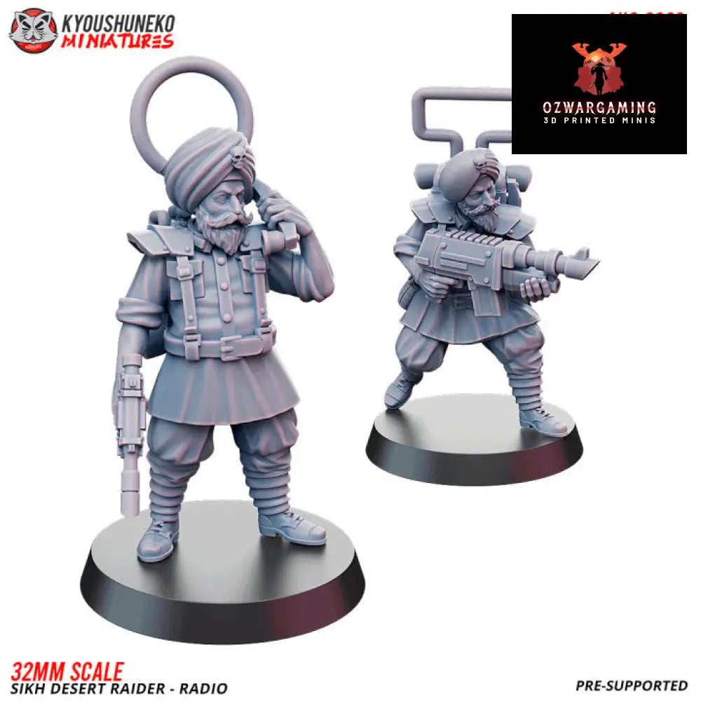 Sikh Desert Raider Radio Operators | Kyoushuneko 32mm Grimdark Wargaming Miniatures Role Playing Miniatures