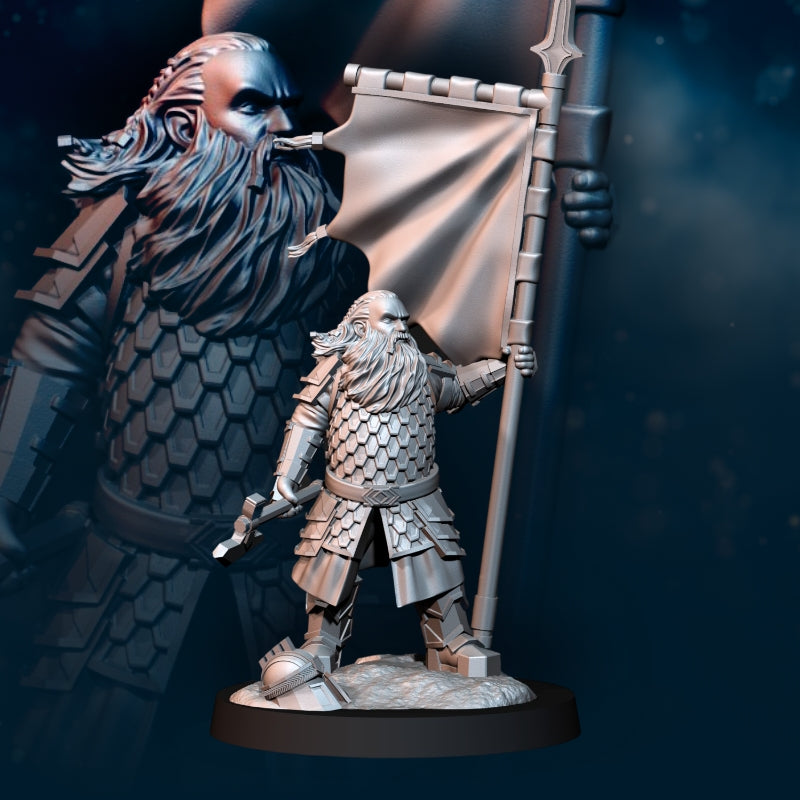 Silver Goat Dwarves Banner | Davale Games 25mm Fantasy Wargaming Miniatures