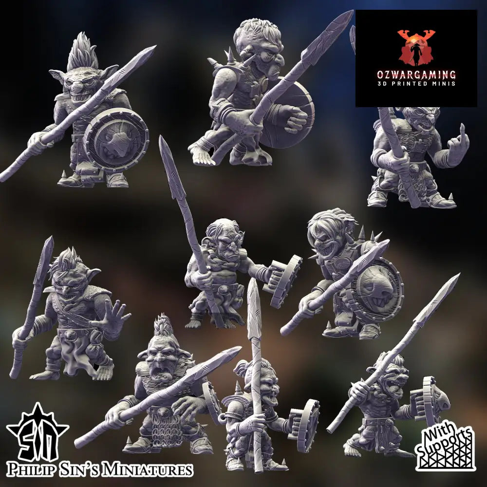 Skaartrench Goblin Spearmen | Phillip Sin Fantasy Wargaming Miniatures Role Playing Miniatures