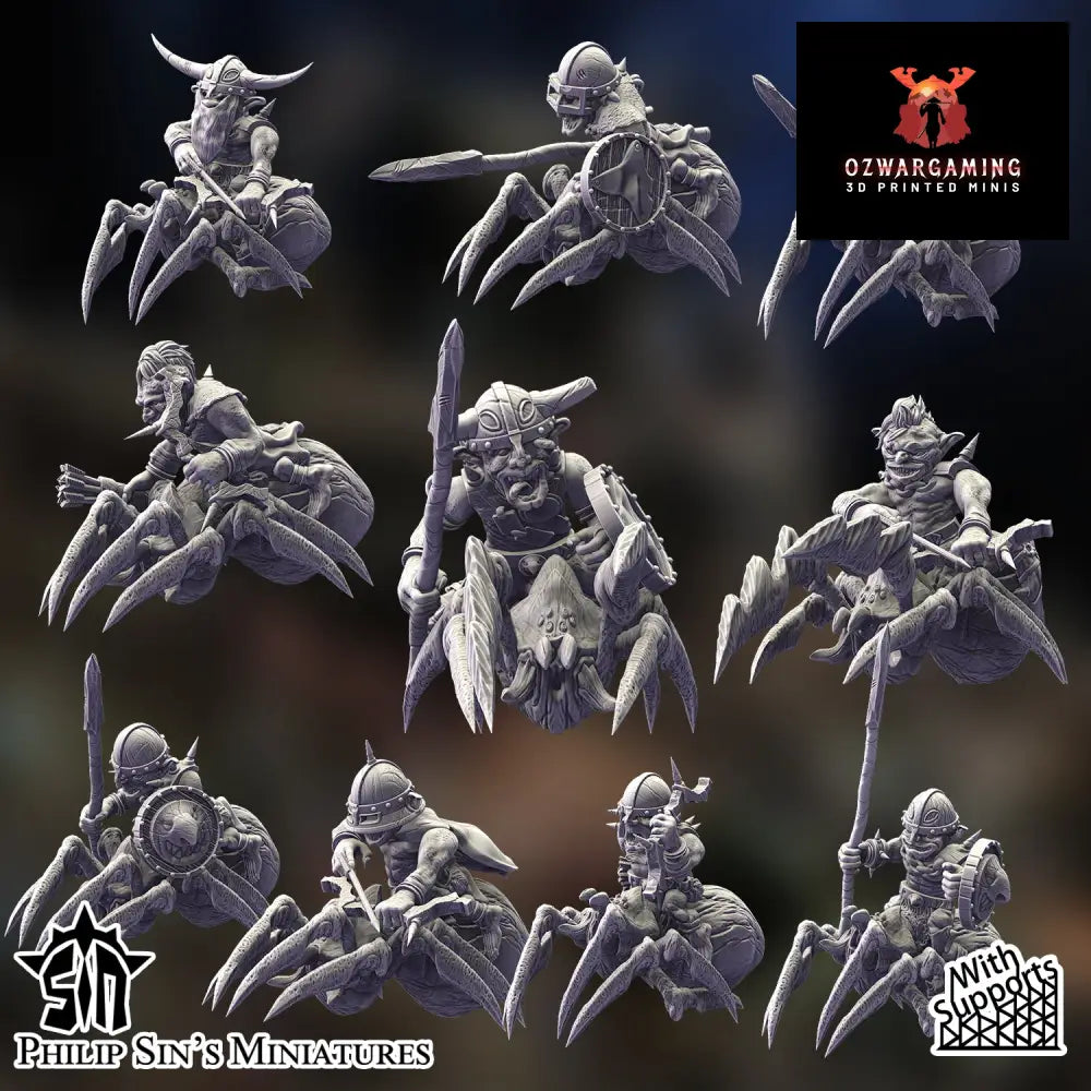 Skaartrench Goblin Spider Riders | Phillip Sin Fantasy Wargaming Miniatures Role Playing Miniatures