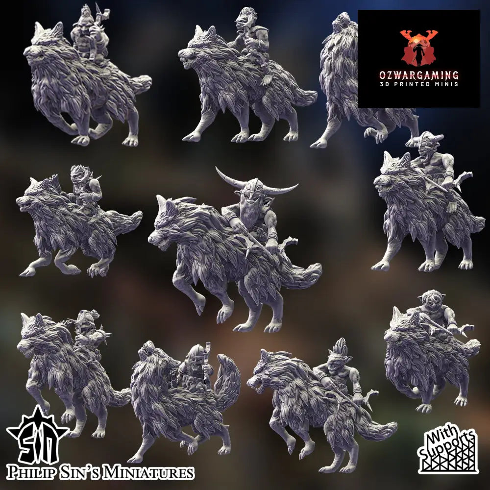 Skaartrench Goblin Wolf Riders Archers | Phillip Sin Fantasy Wargaming Miniatures Role Playing Miniatures