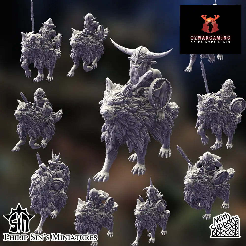 Skaartrench Goblin Wolf Riders Melee | Phillip Sin Fantasy Wargaming Miniatures Role Playing Miniatures
