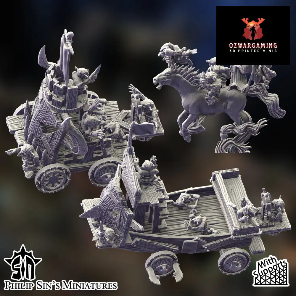Skaartrench Night Goblin Pump Wagons | Phillip Sin Fantasy Wargaming Miniatures Role Playing Miniatures