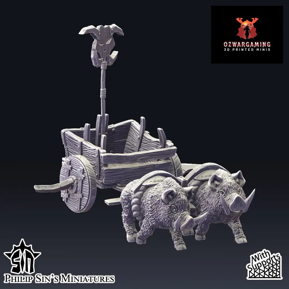 Skaartrench Orc Boar Chariot | Phillip Sin Fantasy Wargaming Miniatures Role Playing Miniatures