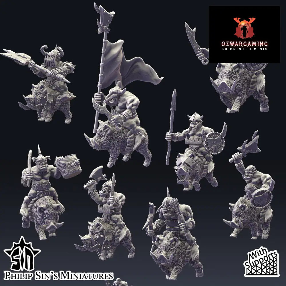 Skaartrench Orc Boar Riders | Phillip Sin Fantasy Wargaming Miniatures Role Playing Miniatures