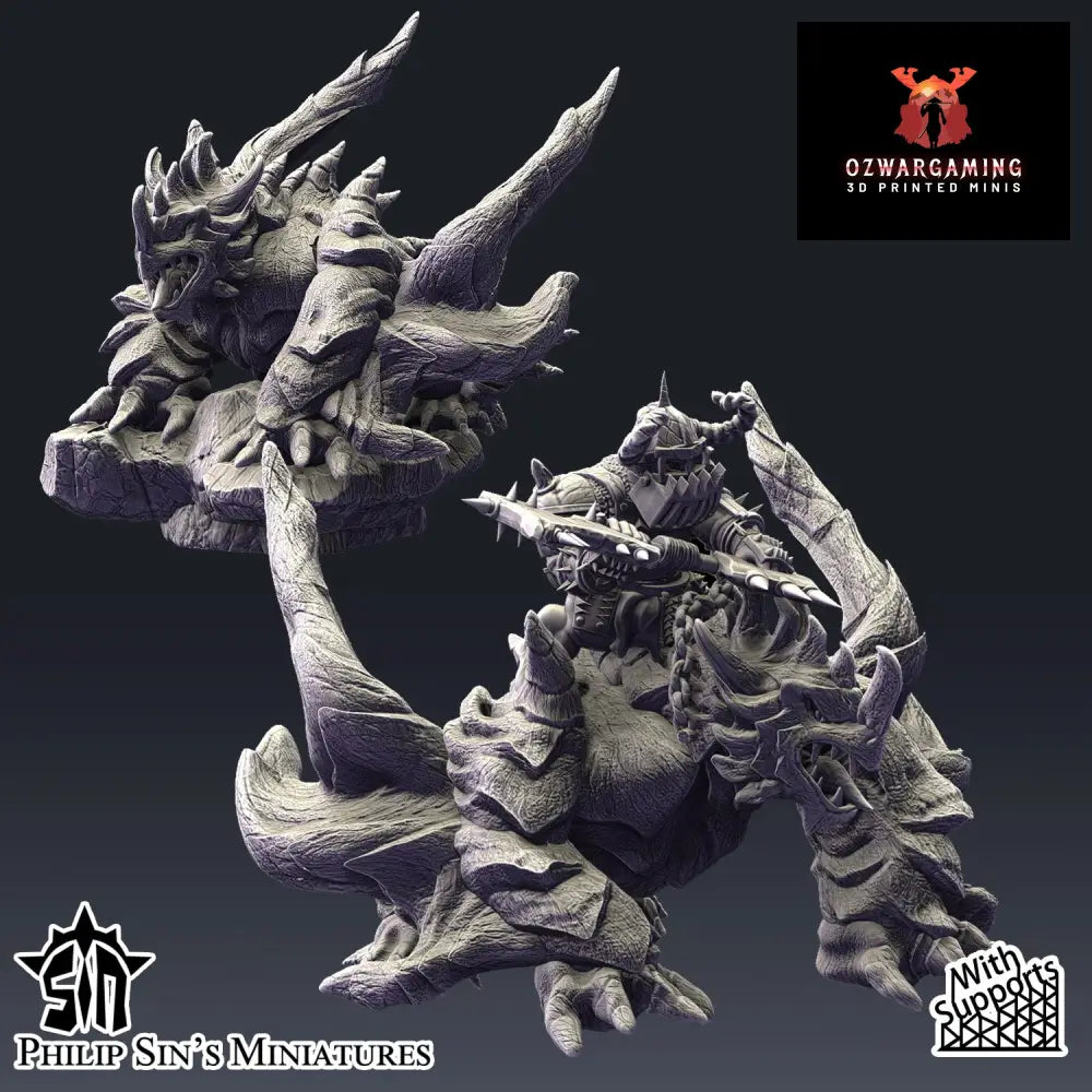 Skaartrench Orc Boss On Wyvern | Phillip Sin Fantasy Wargaming Miniatures Role Playing Miniatures