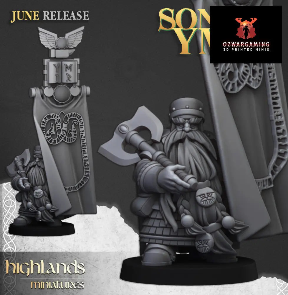 Sons Of Ymir Dwarven Banner | Highlands Miniatures 28/32mm Fantasy Wargaming Miniatures Role Playing Miniatures