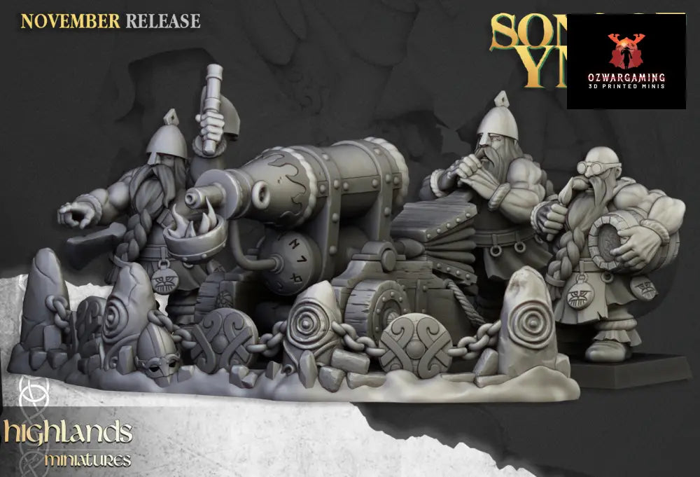 Sons Of Ymir Dwarven Flame Cannon | Highlands Miniatures 28/32mm Fantasy Wargaming Miniatures Role Playing Miniatures