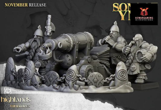 Sons Of Ymir Dwarven Flame Cannon | Highlands Miniatures 28/32mm Fantasy Wargaming Miniatures Role Playing Miniatures