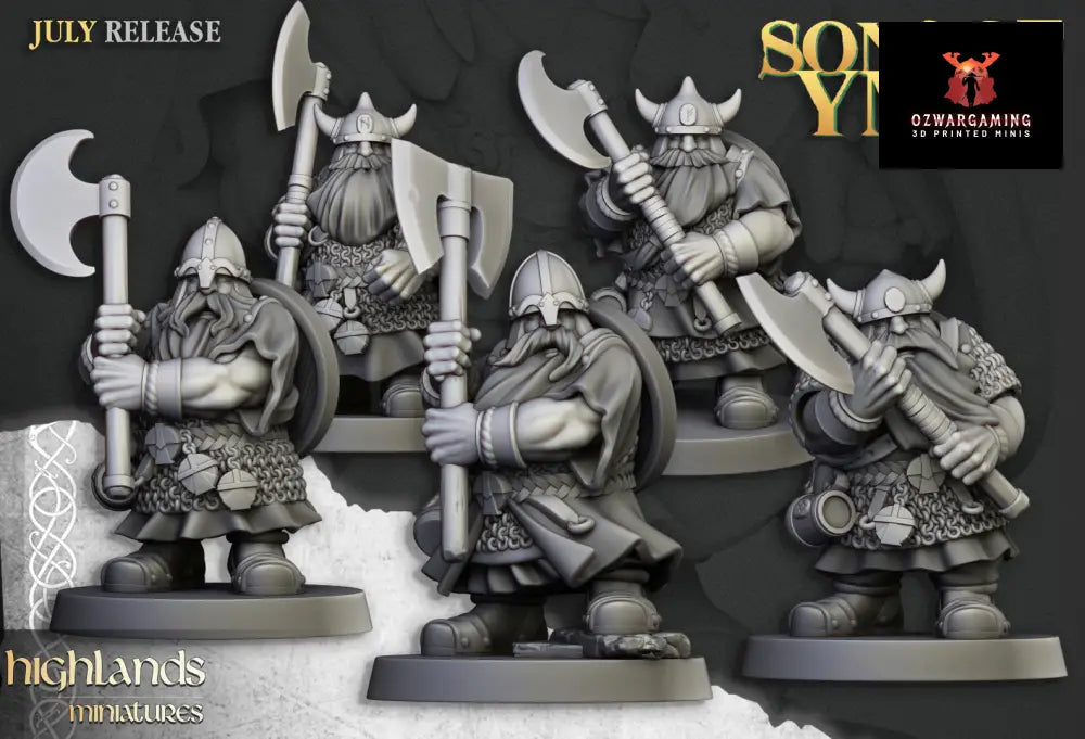 Sons Of Ymir Dwarven Warrior Great Weapons Expansion Pack | Highlands Miniatures 28/32mm Fantasy Wargaming Miniatures