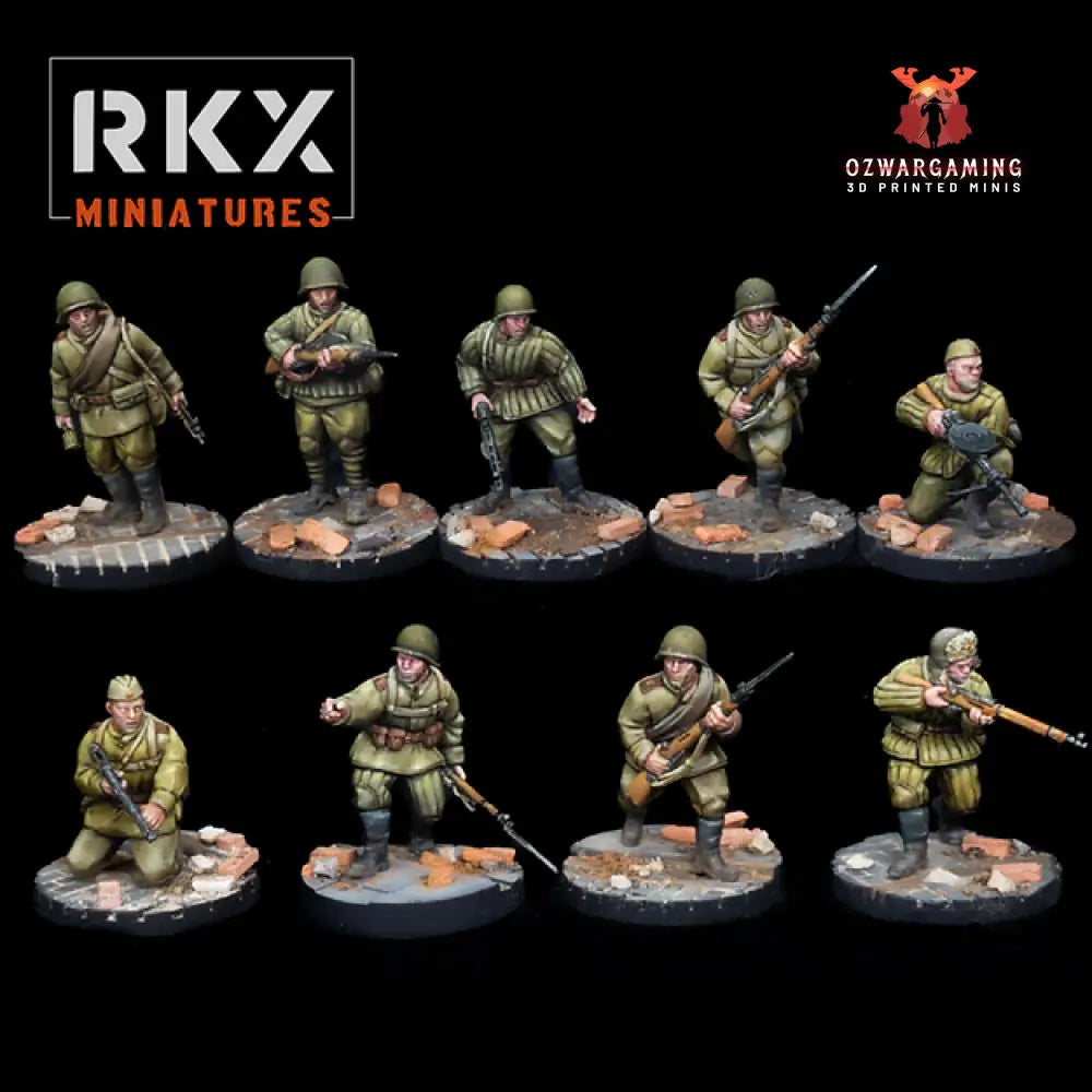 Soviet Rifle Squad | RKX Miniatures 28mm WW2 Wargaming Miniatures Role Playing Miniatures