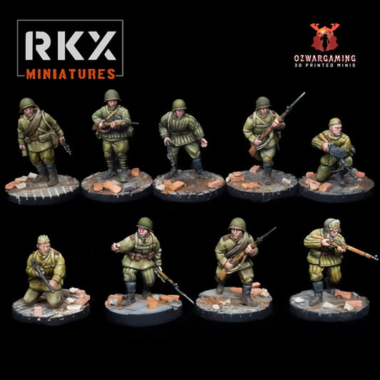 Soviet Rifle Squad | RKX Miniatures 28mm WW2 Wargaming Miniatures Role Playing Miniatures