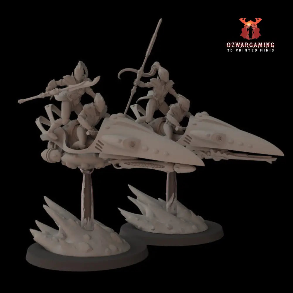 Space Elves Aeterni Battle Dancer Bikes | Fantasy Cult 32mm Grimdark Wargaming Miniatures Role Playing Miniatures