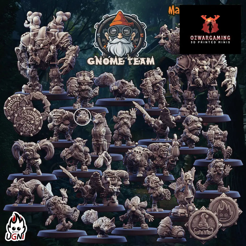 Steampunk Gnomes Fantasy Football Team | Ugni Miniatures Role Playing Miniatures