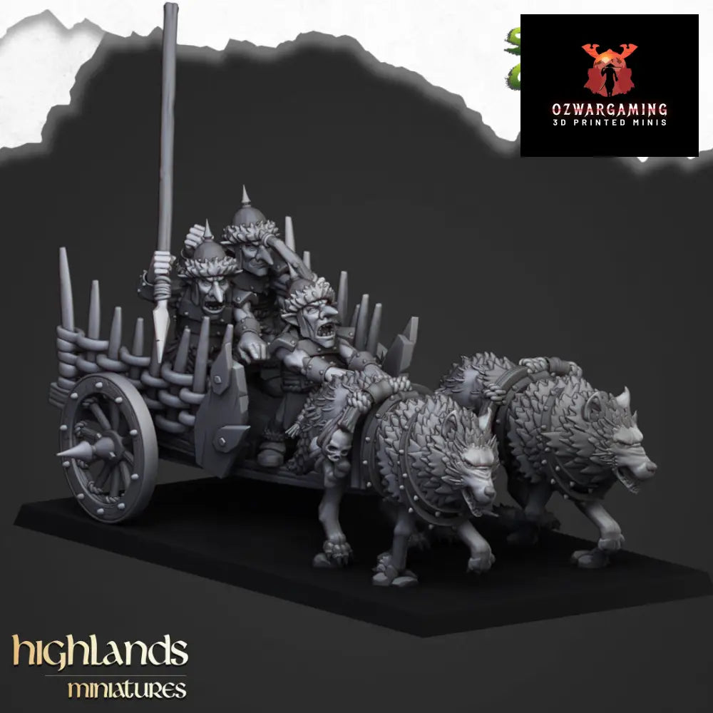 Steppe Goblins Chariot | Highlands Miniatures 28/32mm Fantasy Wargaming Miniatures Role Playing Miniatures