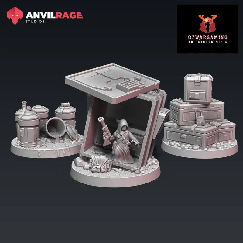 Stockpile POI Markers | Anvilrage Galactic SciFi Miniatures 32mm 1/47 Legion Scale Role Playing Miniatures