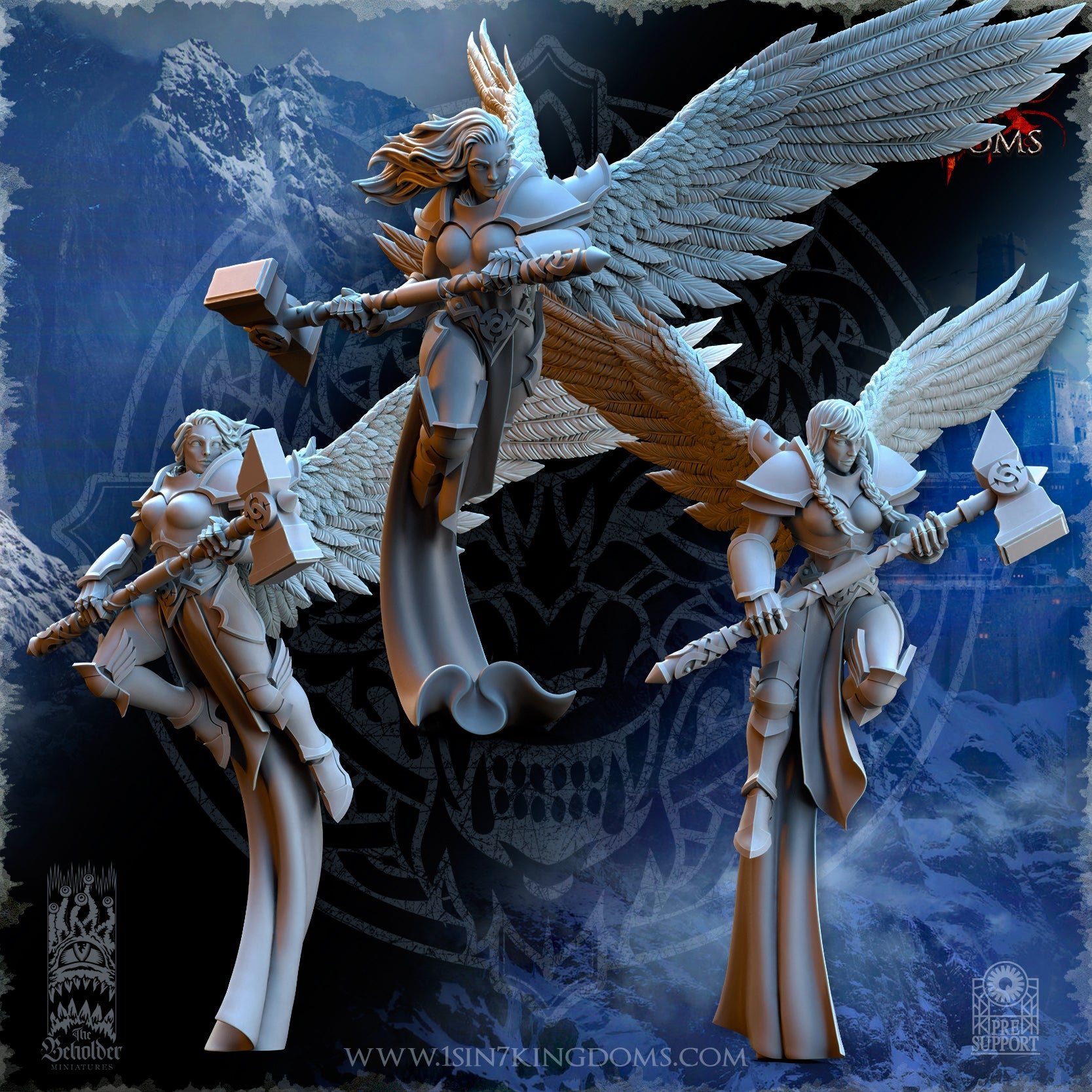 Stormwolves Valkyries 2H Hammers | The Beholder Miniatures 28/32mm Fantasy Wargaming Miniatures