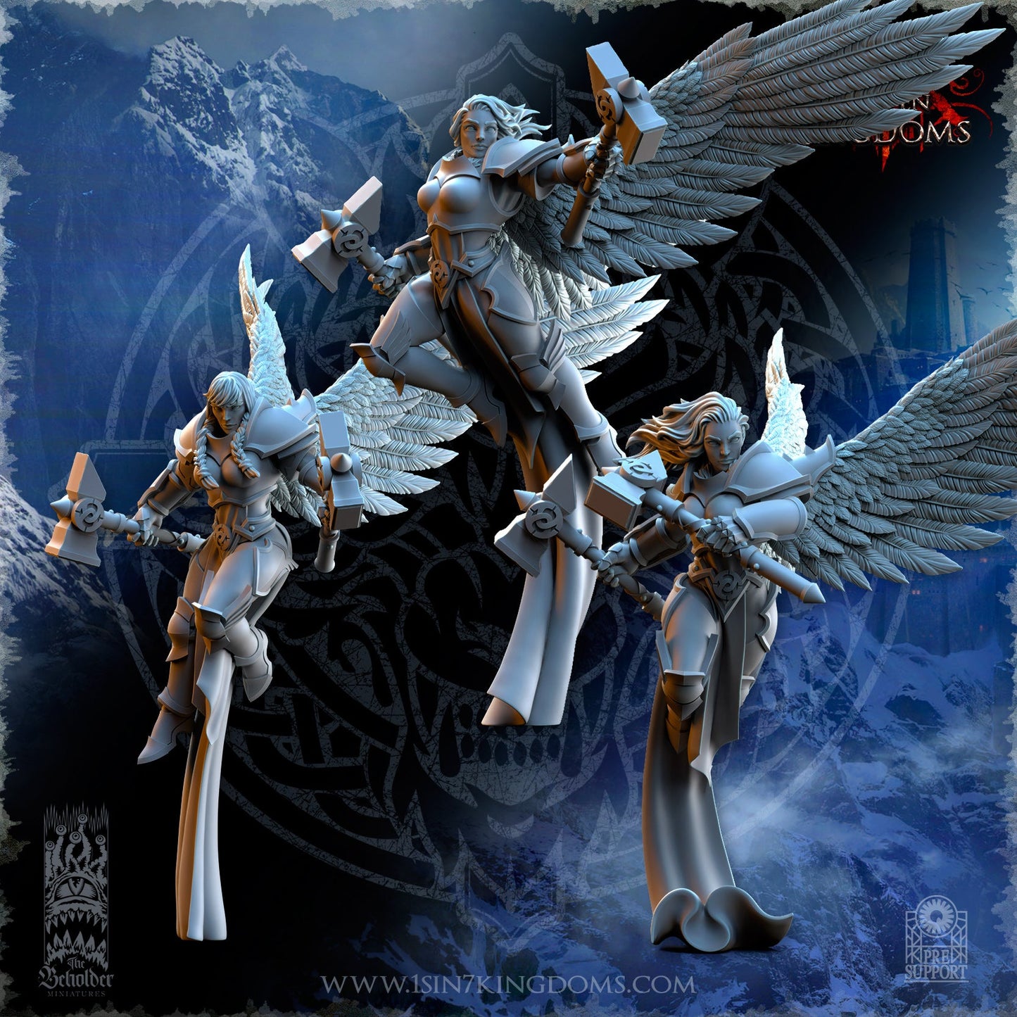 Stormwolves Valkyries Two Hammers | The Beholder Miniatures 28/32mm Fantasy Wargaming Miniatures
