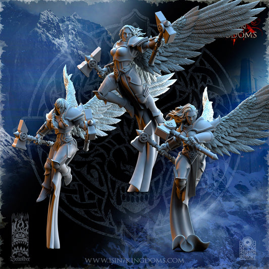 Stormwolves Valkyries Two Hammers | The Beholder Miniatures 28/32mm Fantasy Wargaming Miniatures