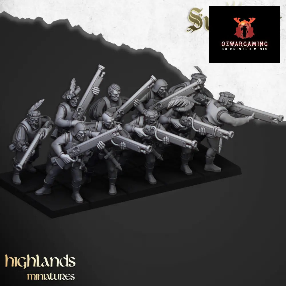 Sunland Arquebusiers | Highlands Miniatures 28/32mm Fantasy Wargaming Miniatures Role Playing Miniatures