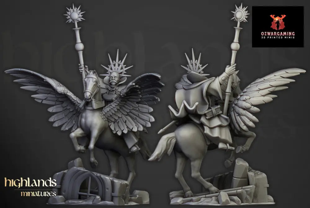 Sunland Mage on Pegasus | Highlands Miniatures 28/32mm Fantasy Wargaming Miniatures Role Playing Miniatures