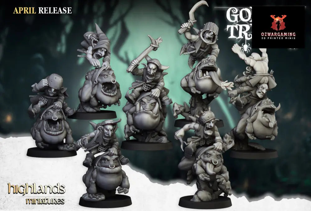 Swamp Goblins Frog Riders | Highlands Miniatures 28/32mm Fantasy Wargaming Miniatures Role Playing Miniatures