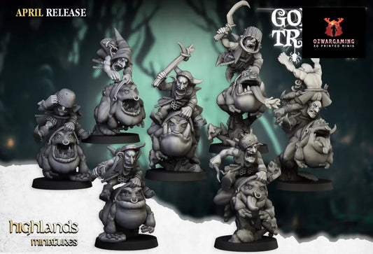 Swamp Goblins Frog Riders | Highlands Miniatures 28/32mm Fantasy Wargaming Miniatures Role Playing Miniatures