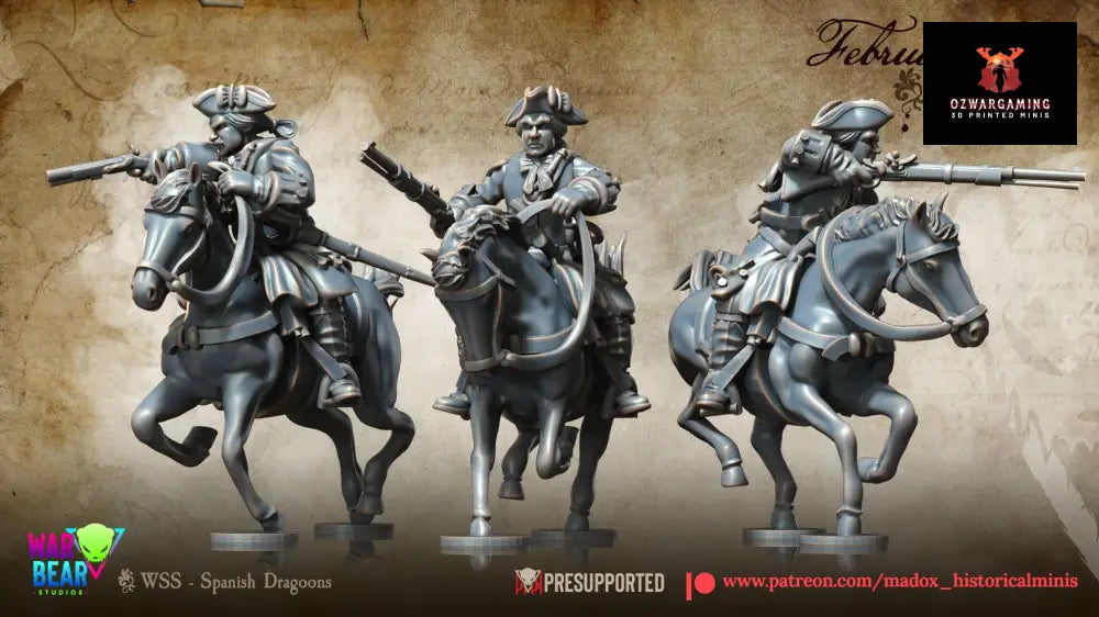 SYW / 7YW Spanish Dragoons Mounted | Warbear Studios 28mm Historical Wargaming Miniatures Role Playing Miniatures