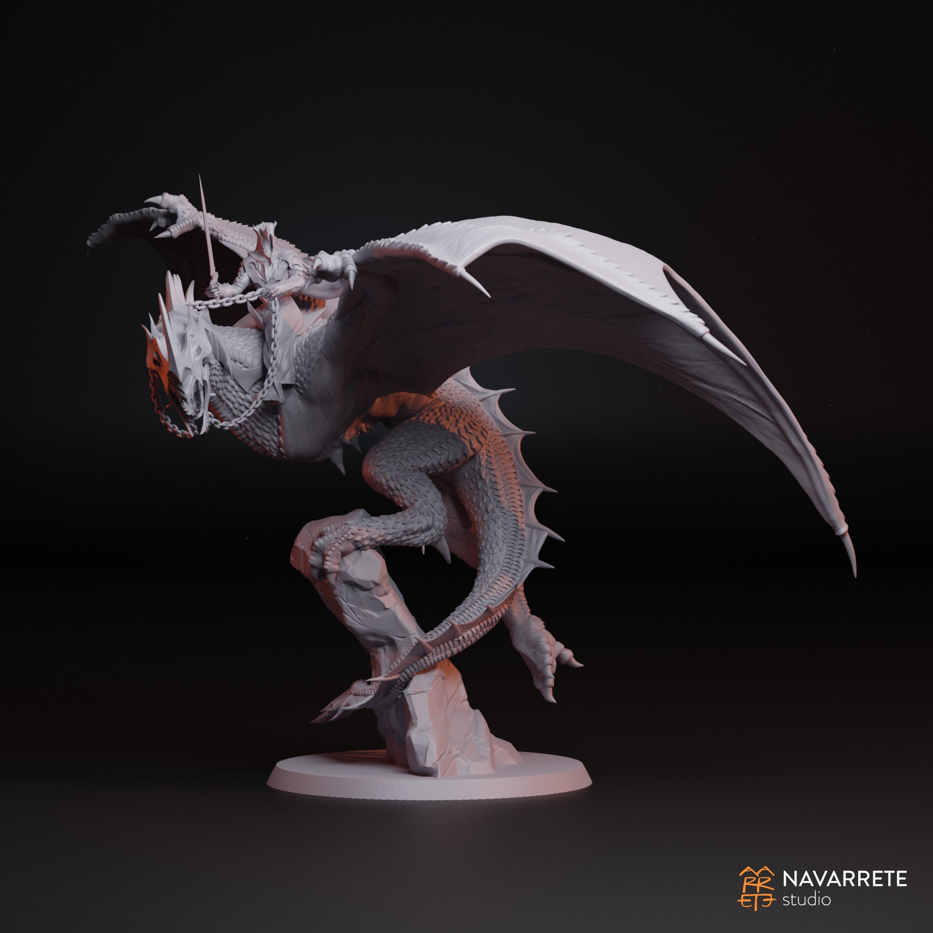 The Dark Lieutenant on Winged Beast | Navarrete Studios 25mm Fantasy Wargaming Miniatures