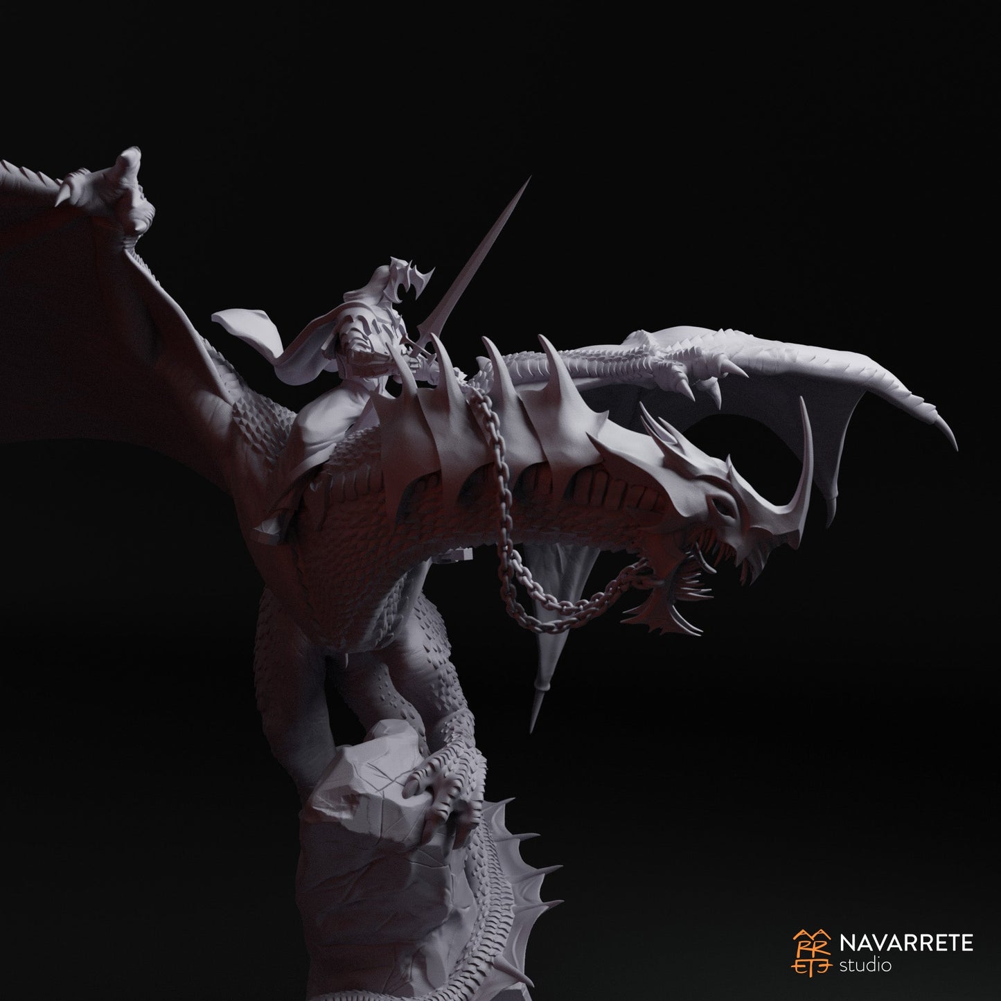 The Dark Lieutenant on Winged Beast | Navarrete Studios 25mm Fantasy Wargaming Miniatures