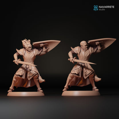 Golden Swan Knights On Foot | Navarrete Studios 25mm Fantasy Wargaming Miniatures