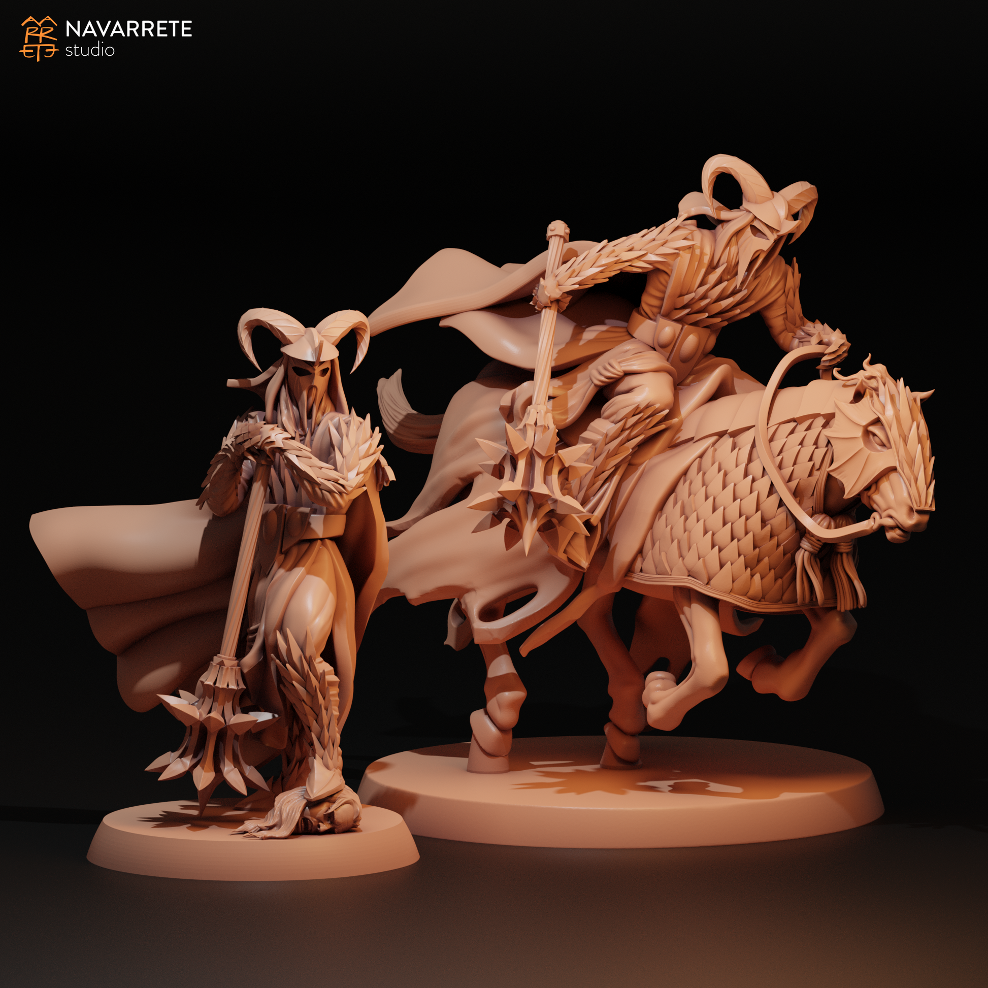 Oriental King Foot and Mounted | Navarrete Studios 25mm Fantasy Wargaming Miniatures