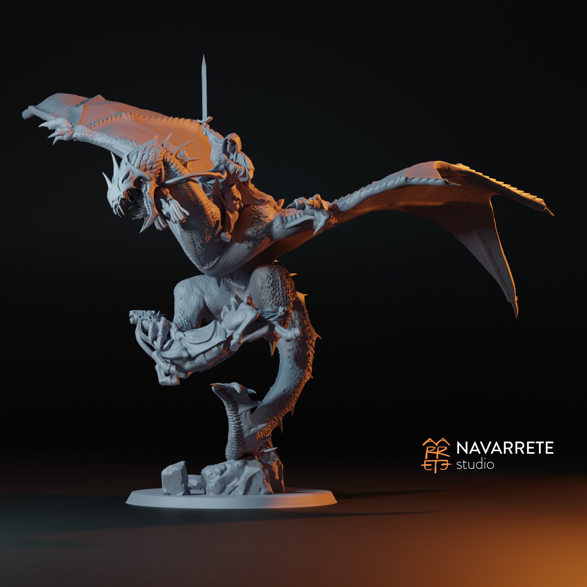The Oriental King on Winged Beast | Navarrete Studios 25mm Fantasy Wargaming Miniatures