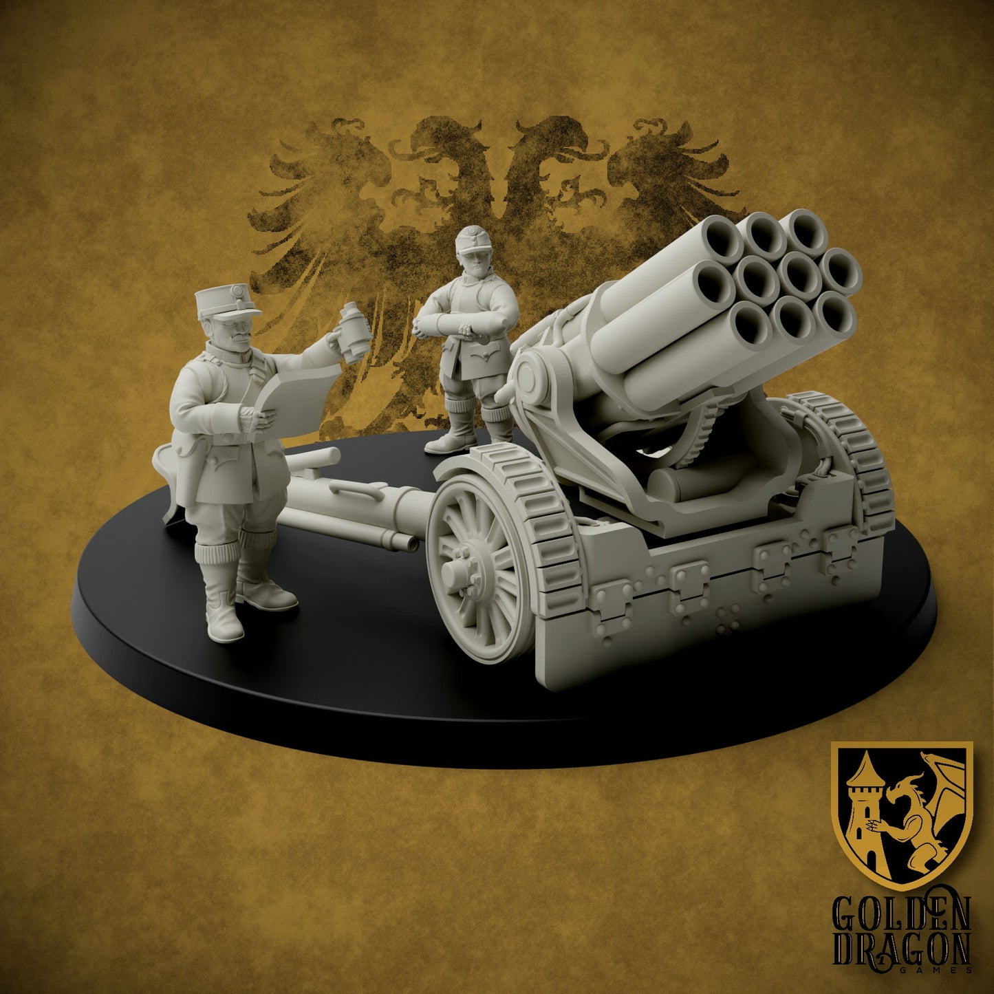 Holy Roman Empire Towed Artillery | Golden Dragon Games Weird WW2 Rocket Launcher Role Playing Miniatures