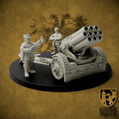 Holy Roman Empire Towed Artillery | Golden Dragon Games Weird WW2 Rocket Launcher Role Playing Miniatures
